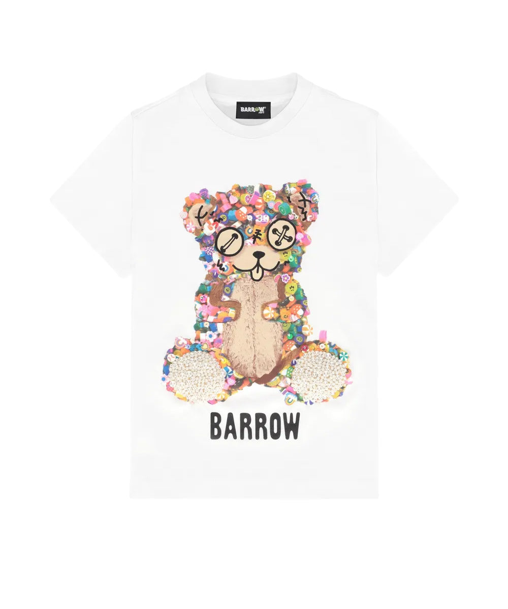 Barrow Kids T-Shirt Bianco Stampa Teddy Multicolor per Bambine