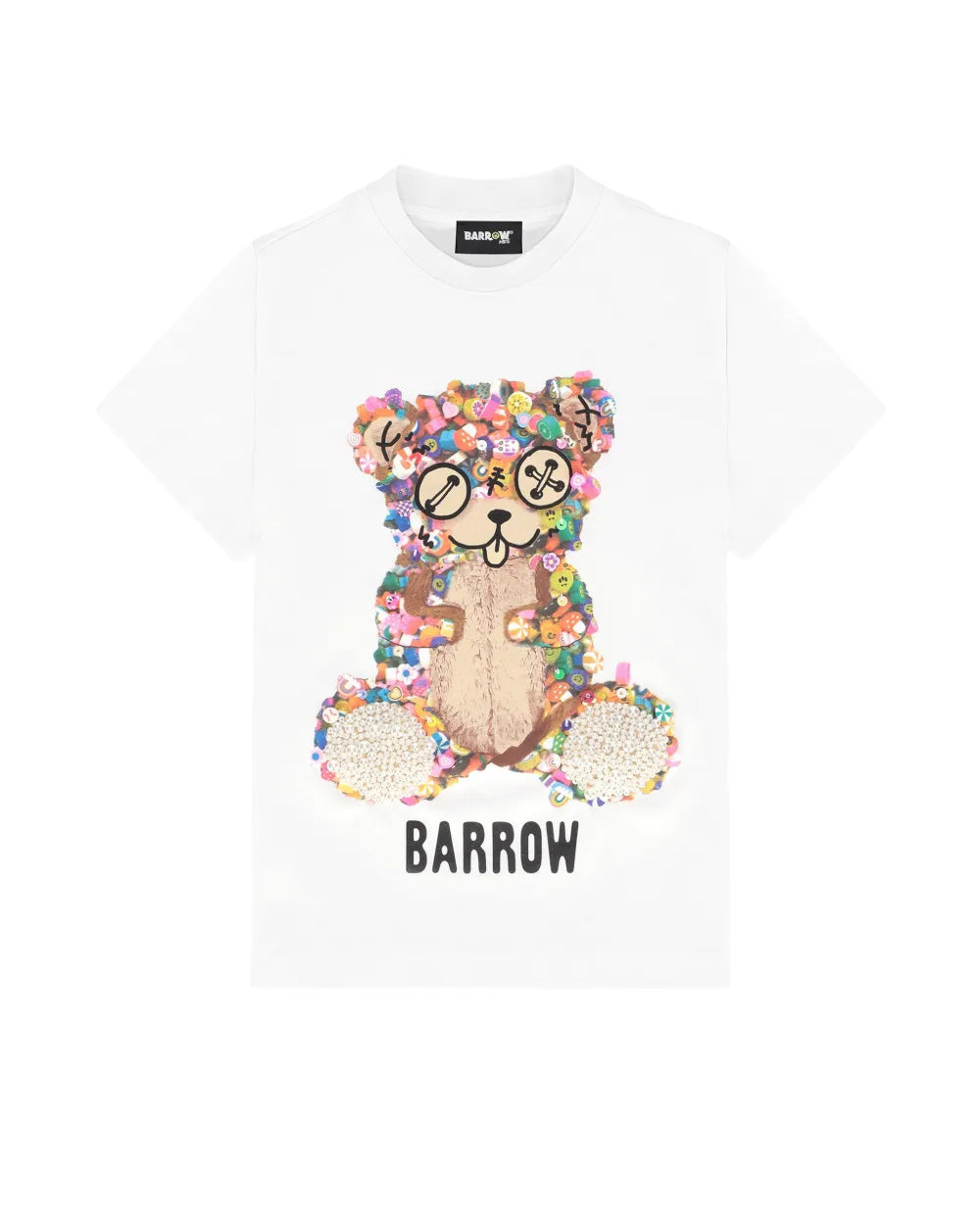 Barrow Kids T-Shirt Bianco Stampa Teddy Multicolor per Bambine