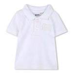 Boss Kids Polo Bianco con Logo per Neonati