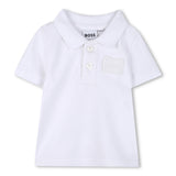 Boss Kids Polo Bianco con Logo per Neonati