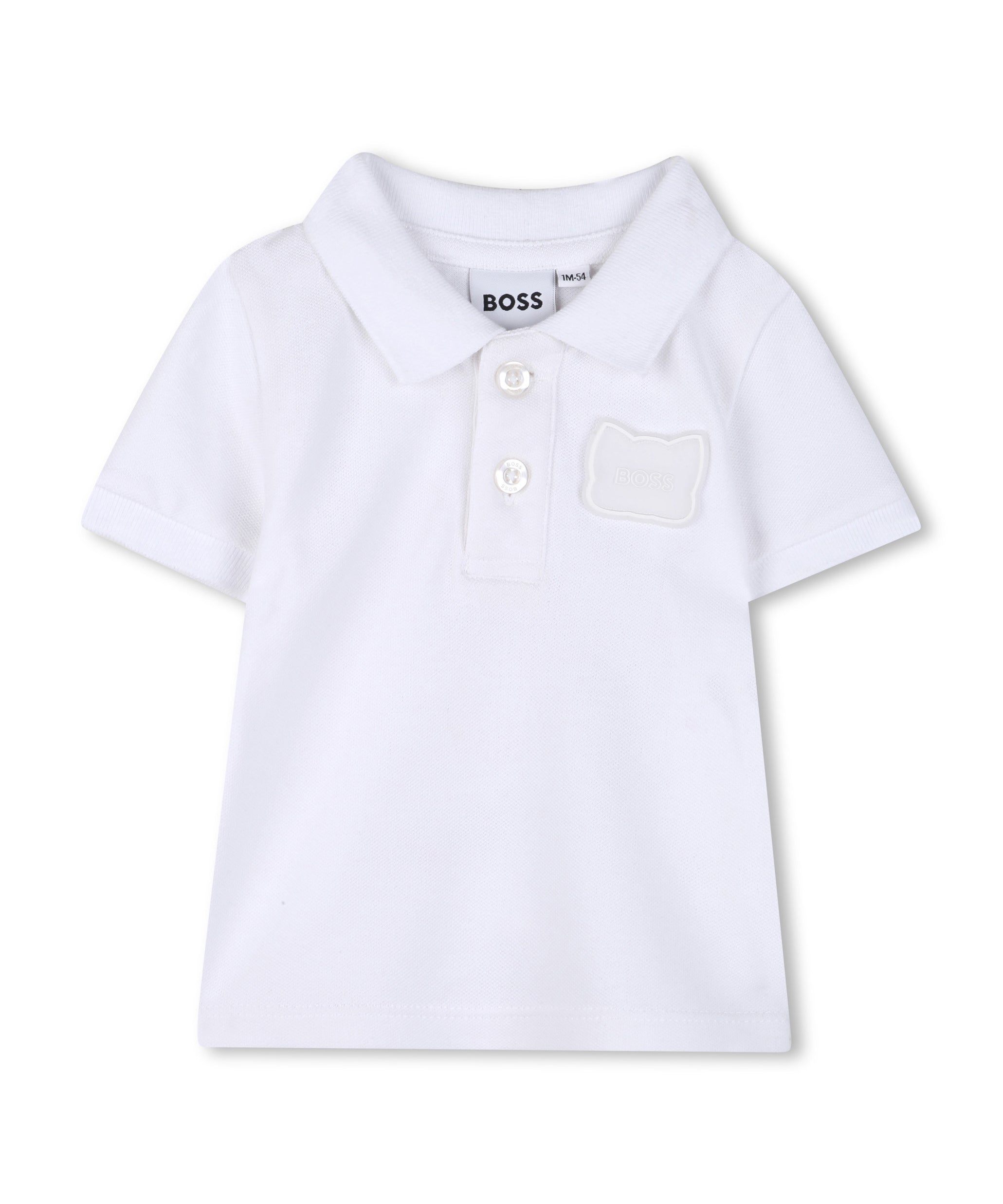 Boss Kids Polo Bianco con Logo per Neonati