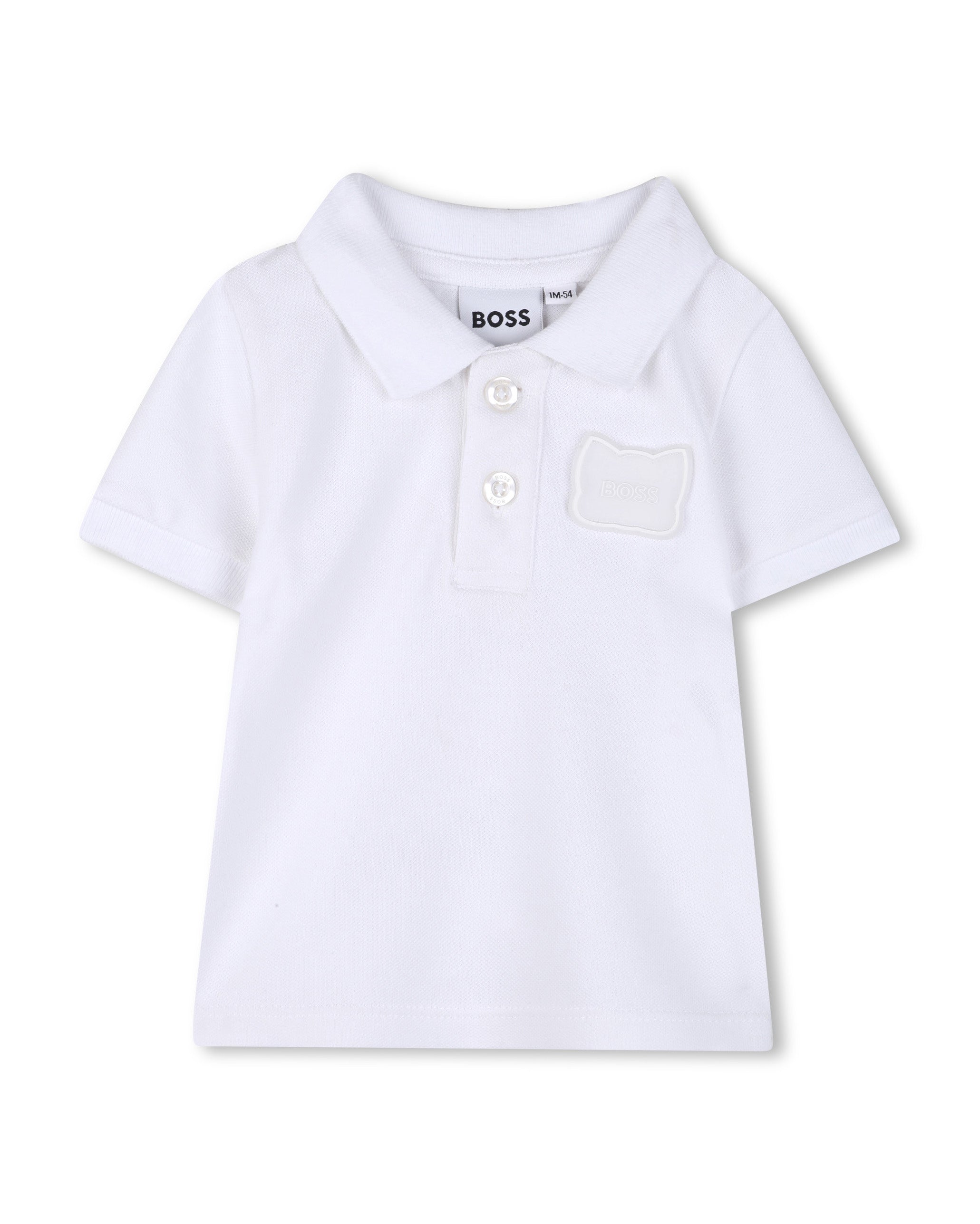 Boss Kids Polo Bianco con Logo per Neonati