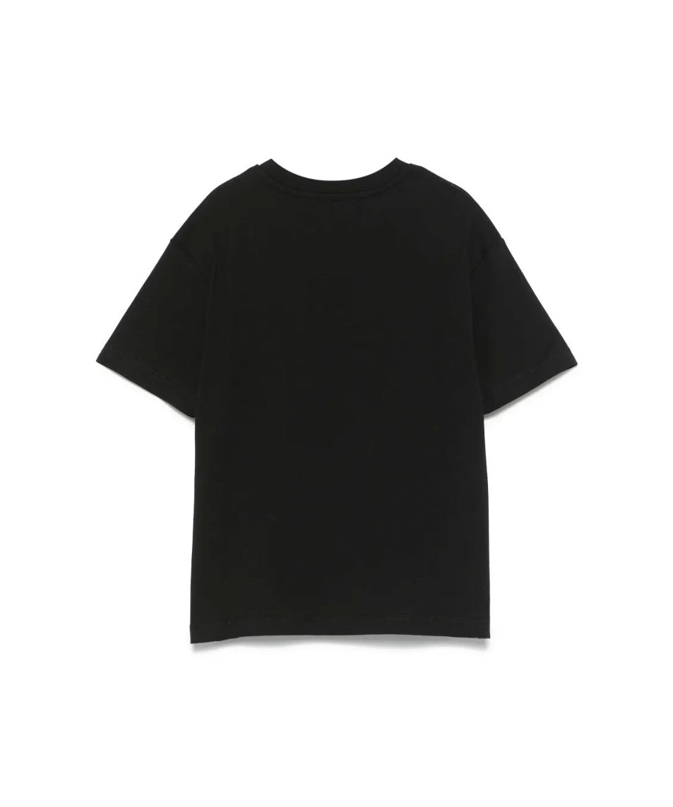MSGM Kids T-shirt Nera con Blurred Logo per Bambini retro