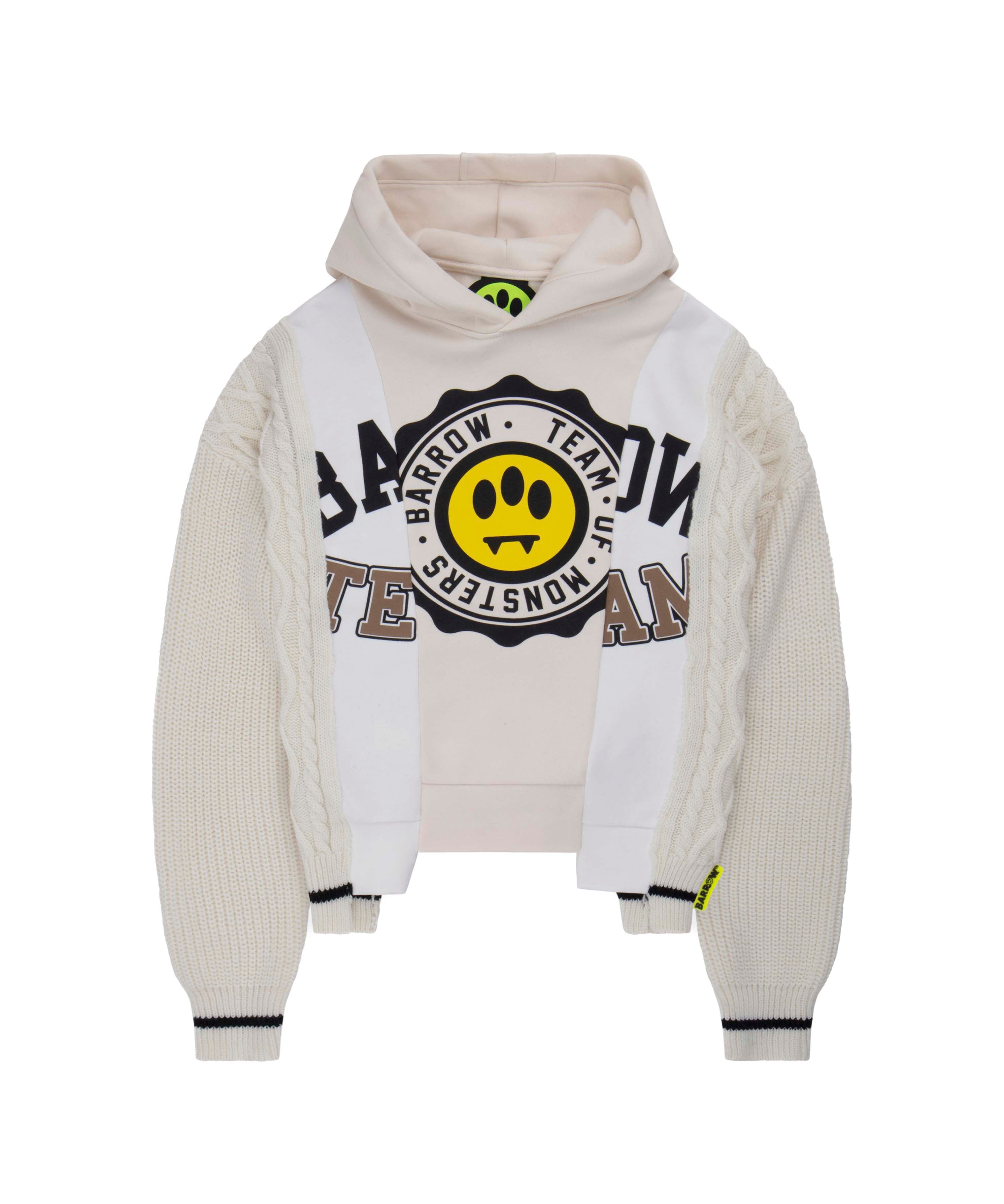 Barrow Kids Felpa Crema con Cappuccio con Patchwork per Bambini