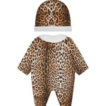 Roberto Cavalli Kids Set 2pz. Tutina e Cappellino con Motivo Animalier per Neonate