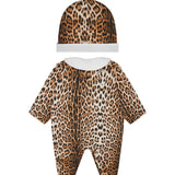 Roberto Cavalli Kids Set 2pz. Tutina e Cappellino con Motivo Animalier per Neonate