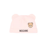 Moschino Kids Set Nascita Rosa con Tutina, Cappellino e Bavaglino con Stampa Teddy Bear e Logo per Neonate