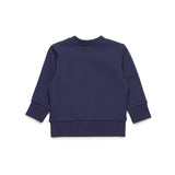 Diesel Kids Blue Crewneck Sweatshirt with Used Effect Oval D for Newborns