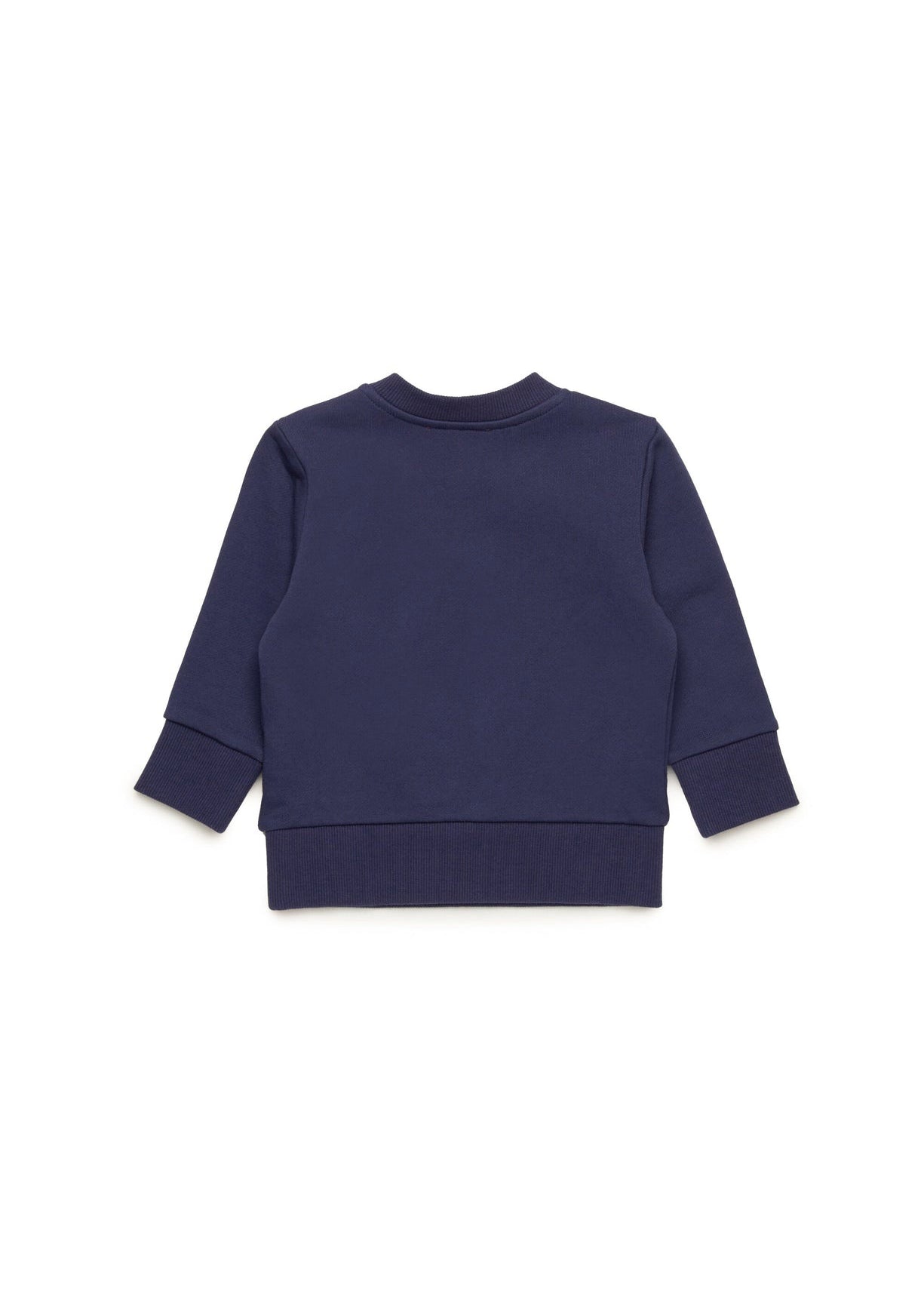 Diesel Kids Felpa Blu Girocollo con Used Effect Oval D per Neonati