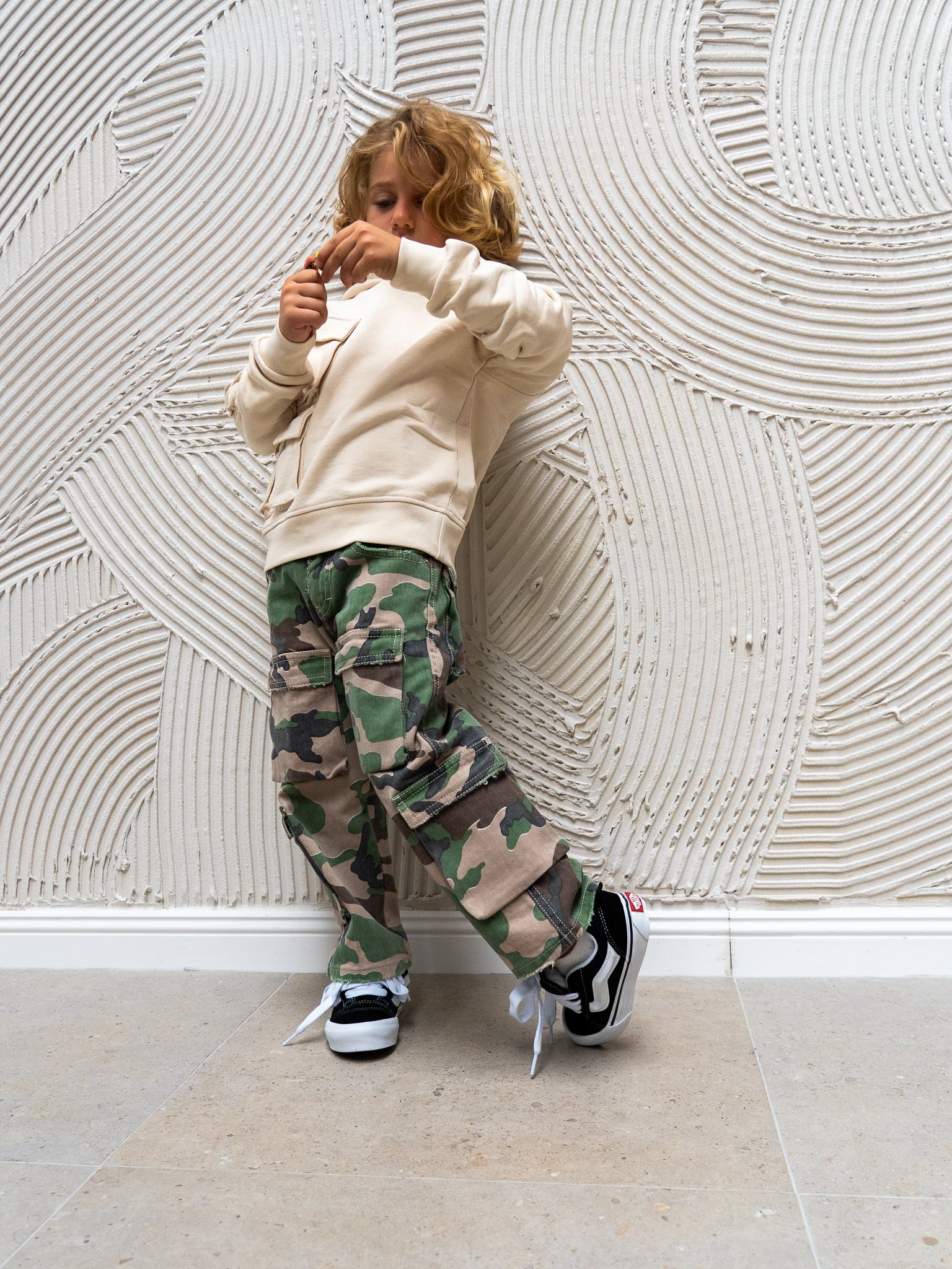 I'm Brian Pantaloni Militari Verdi per Bambini