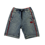 Diesel Kids Bermuda con Lavaggio Sabbiato Dettagli a Contrasto Rossi e Logo Oval D Ricamato