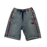 Diesel Kids Bermuda con Lavaggio Sabbiato Dettagli a Contrasto Rossi e Logo Oval D Ricamato