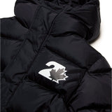 Dsquared2 Kids Black Quilted Jacket with Leaf Logo for Children