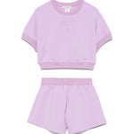 Twinset Kids T-shirt con Shorts in Felpa Viola per Bambine