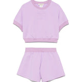 Twinset Kids T-shirt con Shorts in Felpa Viola per Bambine