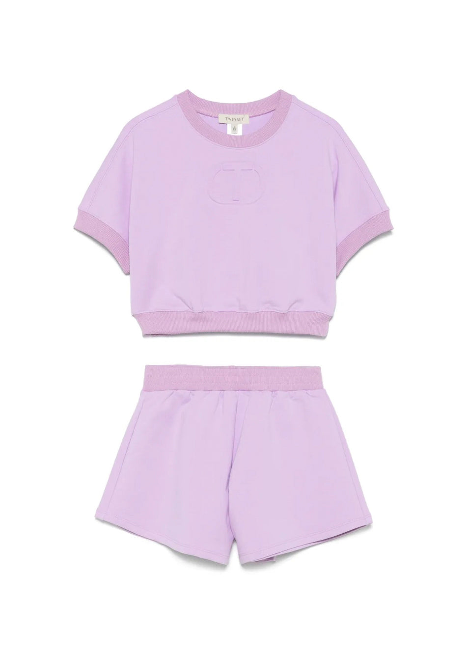 Twinset Kids T-shirt con Shorts in Felpa Viola per Bambine