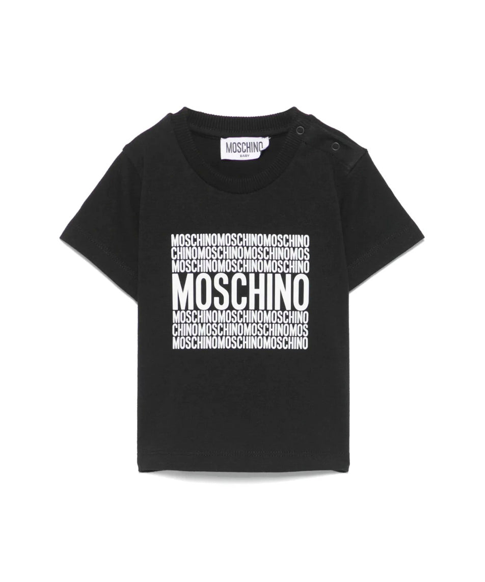 Moschino Kids T-shirt Nera con Logo per Neonati