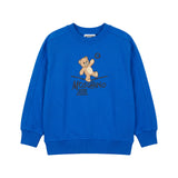 Moschino Kids Felpa Blu Girocollo con Stampa Teddy Bear e Logo per Bambine