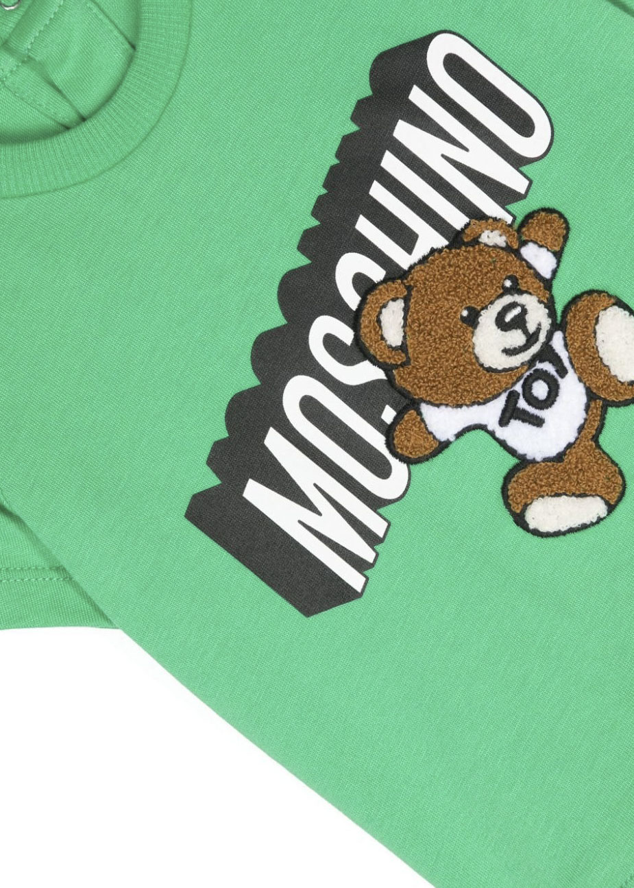 Moschino Kids T-shirt Verde Teddy Bear per Neonati