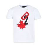 Dsquared2 Kids T-shirt Bianca con Stampa Leaf per Bambini 