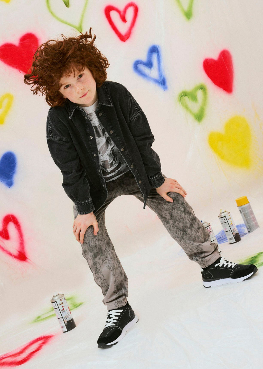 Diesel Kids Camicia Denim Nera con Oval D per Bambini