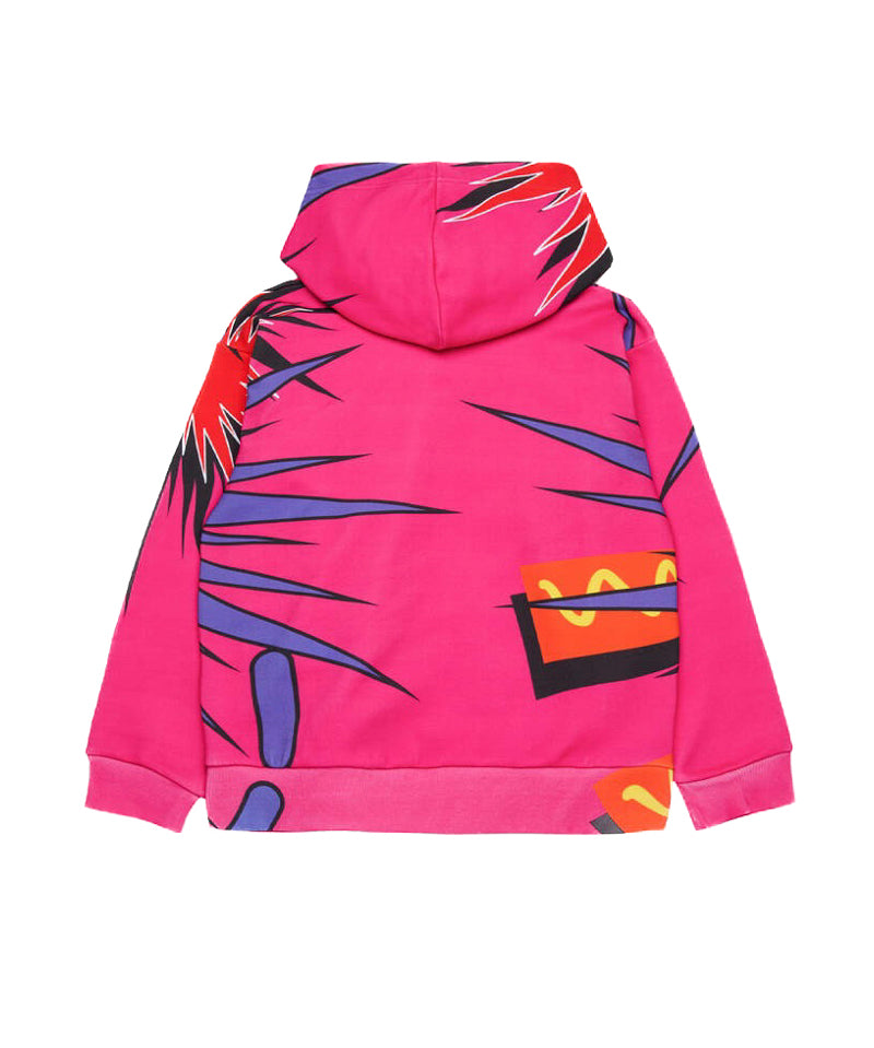 Dsquared2 Kids Felpa Fucsia con Cappuccio con Stampa Sport EDTN per Bambine (retro)