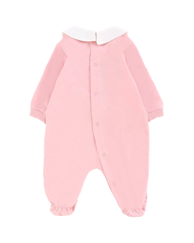 Moschino Kids Tutina Rosa con Logo per Neonate