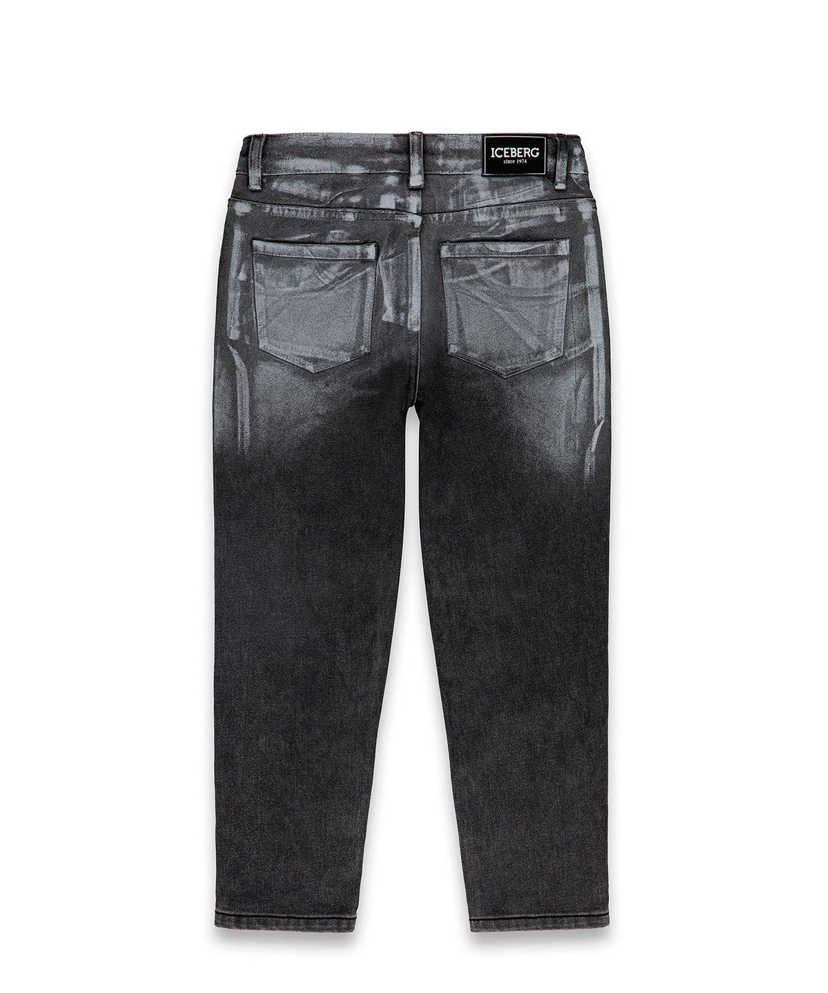 Iceberg Kids Jeans Denim Nero con Effetto Acid Wash per Bambini