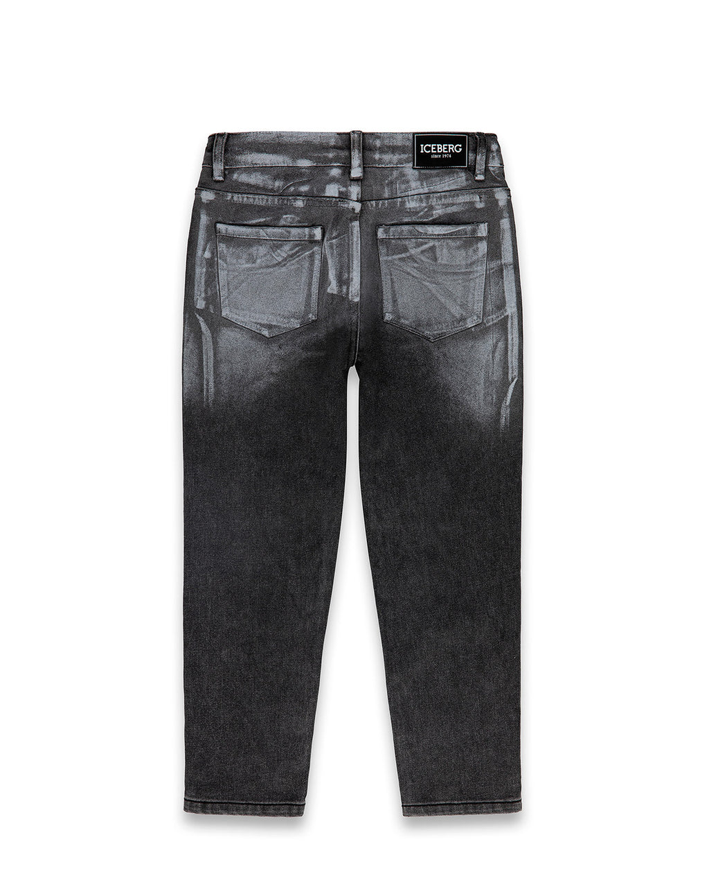 Iceberg Kids Jeans Denim Nero con Effetto Acid Wash per Bambini