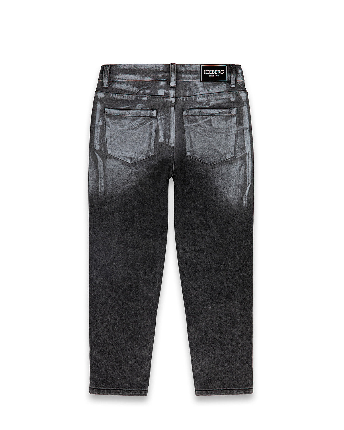 Iceberg Kids Jeans Denim Nero con Effetto Acid Wash per Bambini