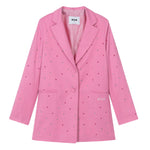 MSGM Kids Giacca Blazer Rosa con Applicazione Strass per Bambine