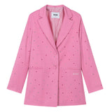 MSGM Kids Giacca Blazer Rosa con Applicazione Strass per Bambine