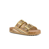 Colors of California Sandalo Doppia Fascia Natural con Strass per Bambine