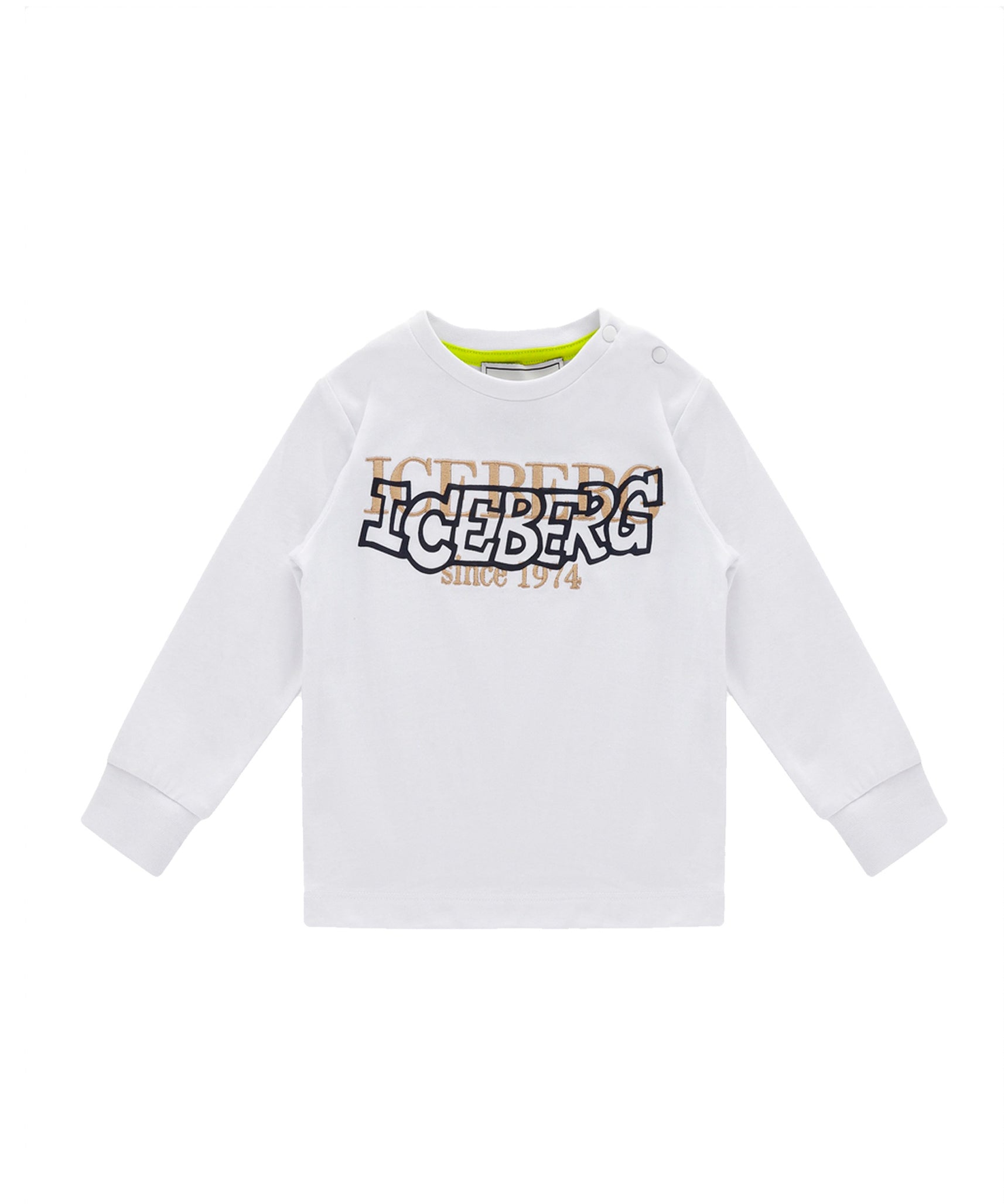 Iceberg Kids T-shirt Bianca Maniche Lunghe con Logo per Neonati