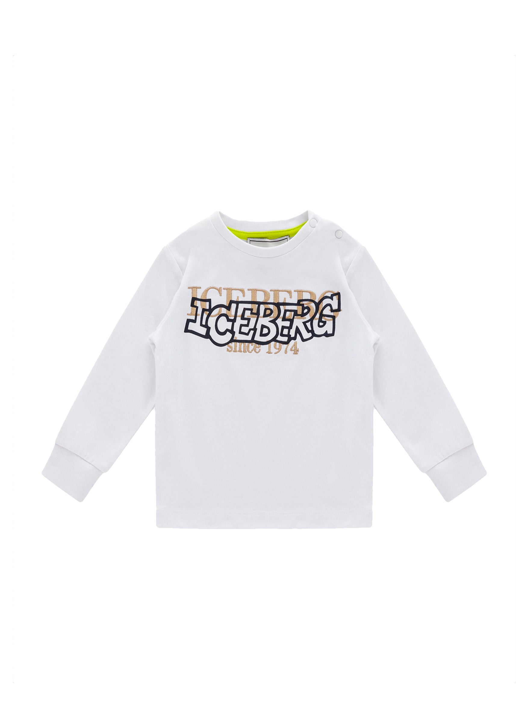 Iceberg Kids T-shirt Bianca Maniche Lunghe con Logo per Neonati