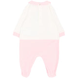 Moschino Kids Tutina Panna e Rosa in Cotone con Colletto e Stampa Teddy Bear per Neonate