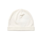 Elisabetta Franchi La Mia Bambina Cappellino Panna in Cotone con Piuma e Logo Ricamati Oro per Neonate