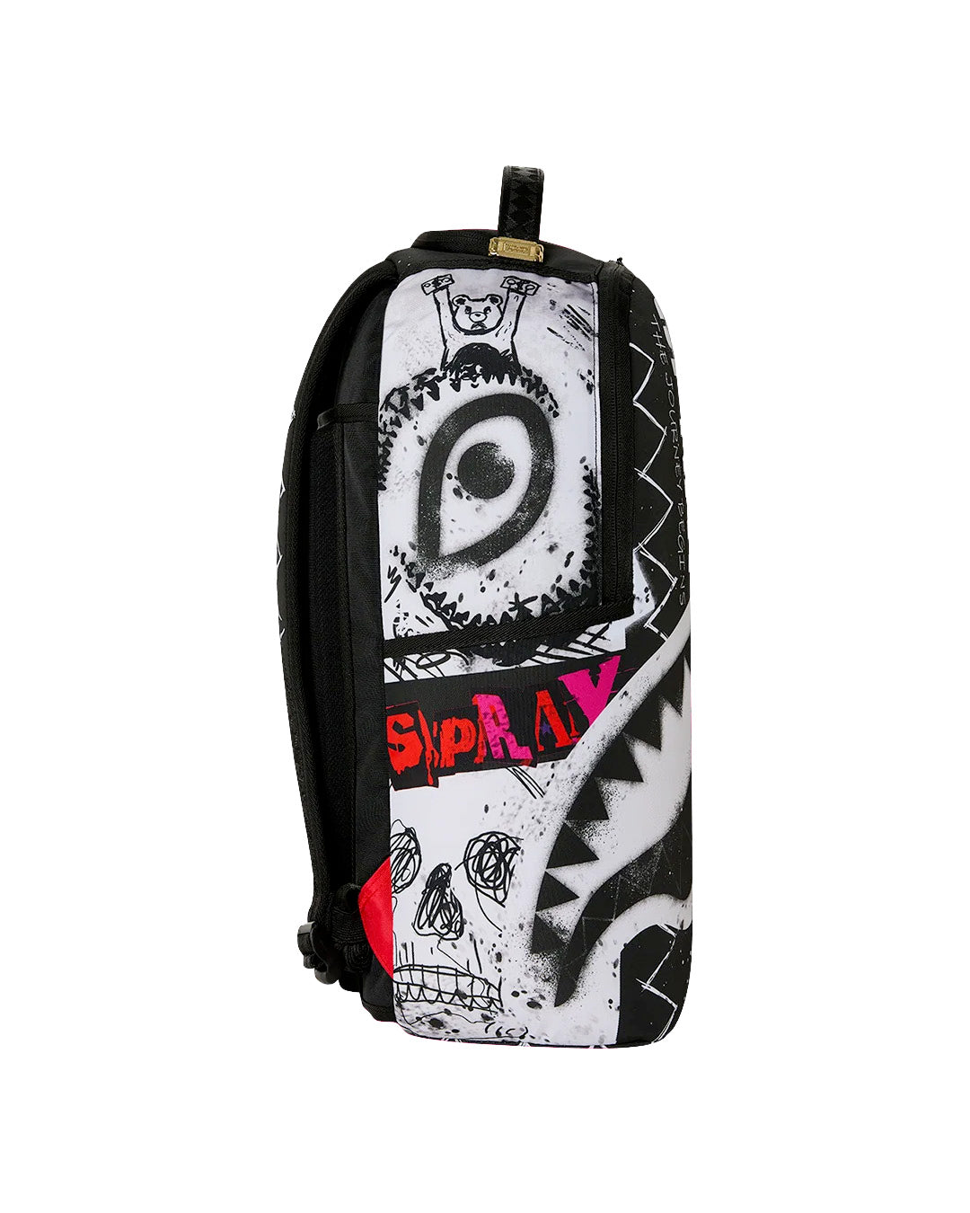 Sprayground Kids Zaino Think On It Nero e Rosa Fuxia con Stampa Shark Mouth e Logo Graffiti