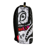 Sprayground Kids Zaino Think On It Nero e Rosa Fuxia con Stampa Shark Mouth e Logo Graffiti