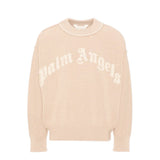 Palm Angels Kids Maglione Beige Unisex con Logo a Contrasto per Bambini