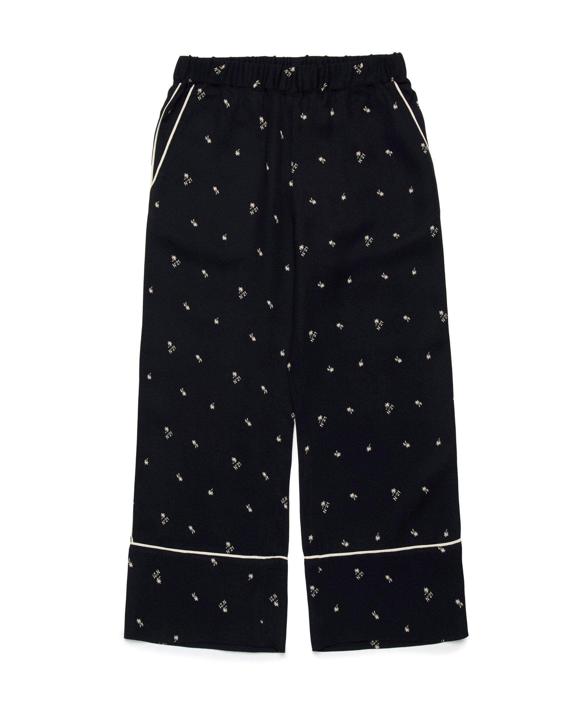 N°21 Kids Pantaloni Neri All over Palms per Bambine
