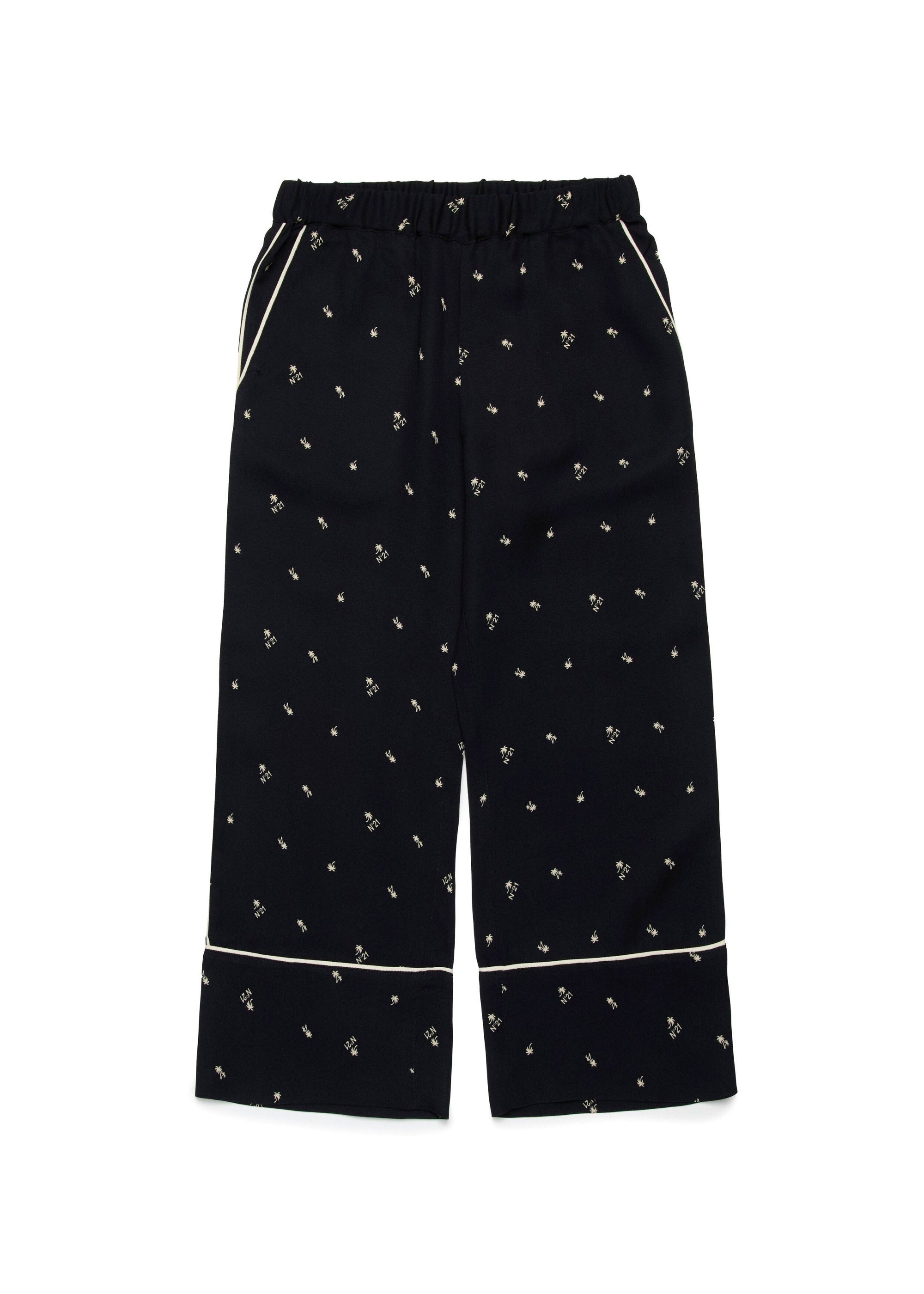 N°21 Kids Pantaloni Neri All over Palms per Bambine
