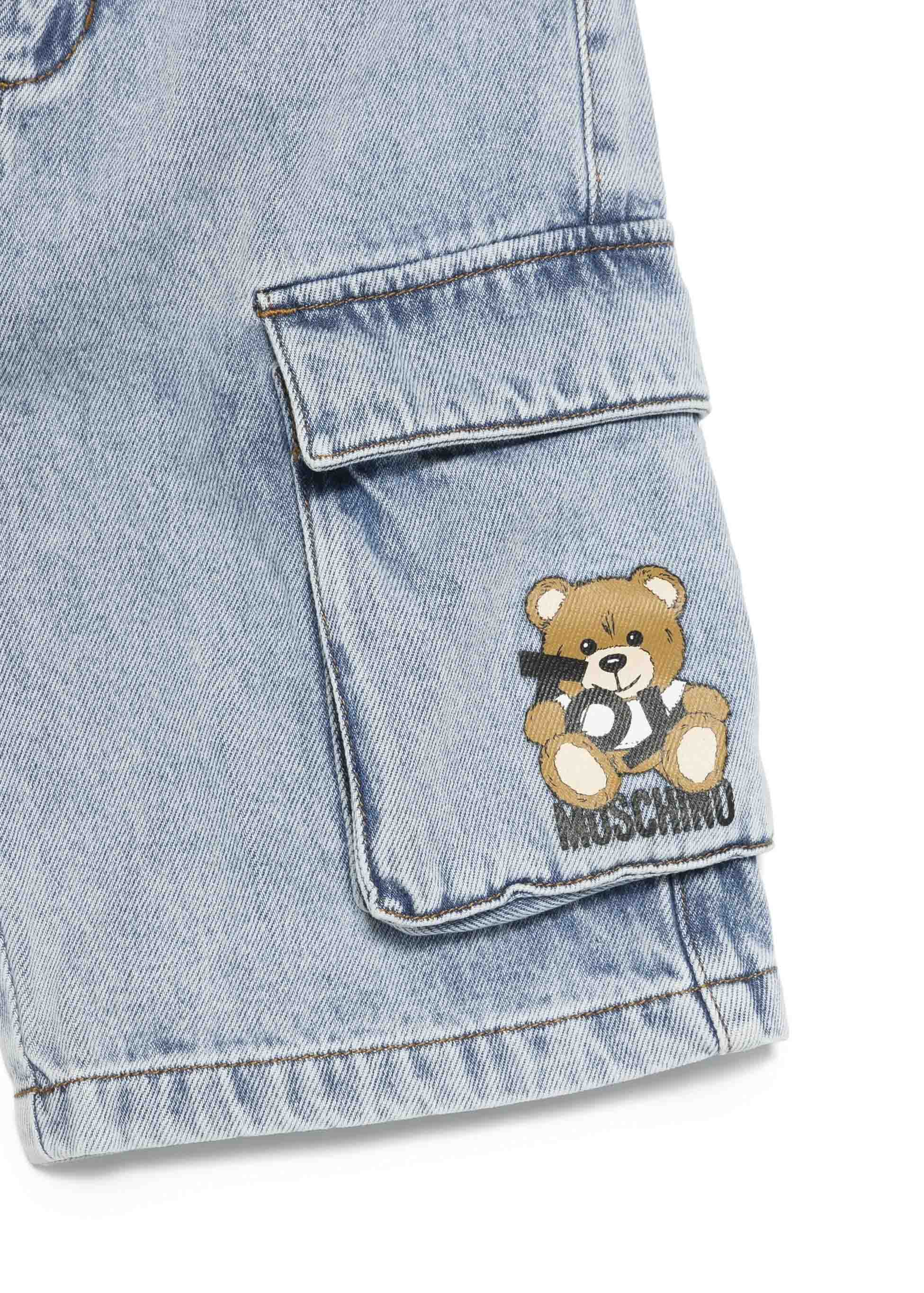 Moschino Kids Bermuda Denim con Stampa Toy per Bambini ( dettaglio)
