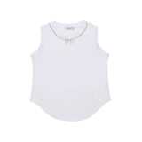 N21 Kids Canotta Bianca con Dettagli Logo e Strass per Bambine