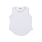 N21 Kids Canotta Bianca con Dettagli Logo e Strass per Bambine