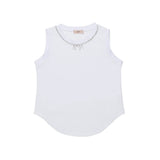 N21 Kids Canotta Bianca con Dettagli Logo e Strass per Bambine