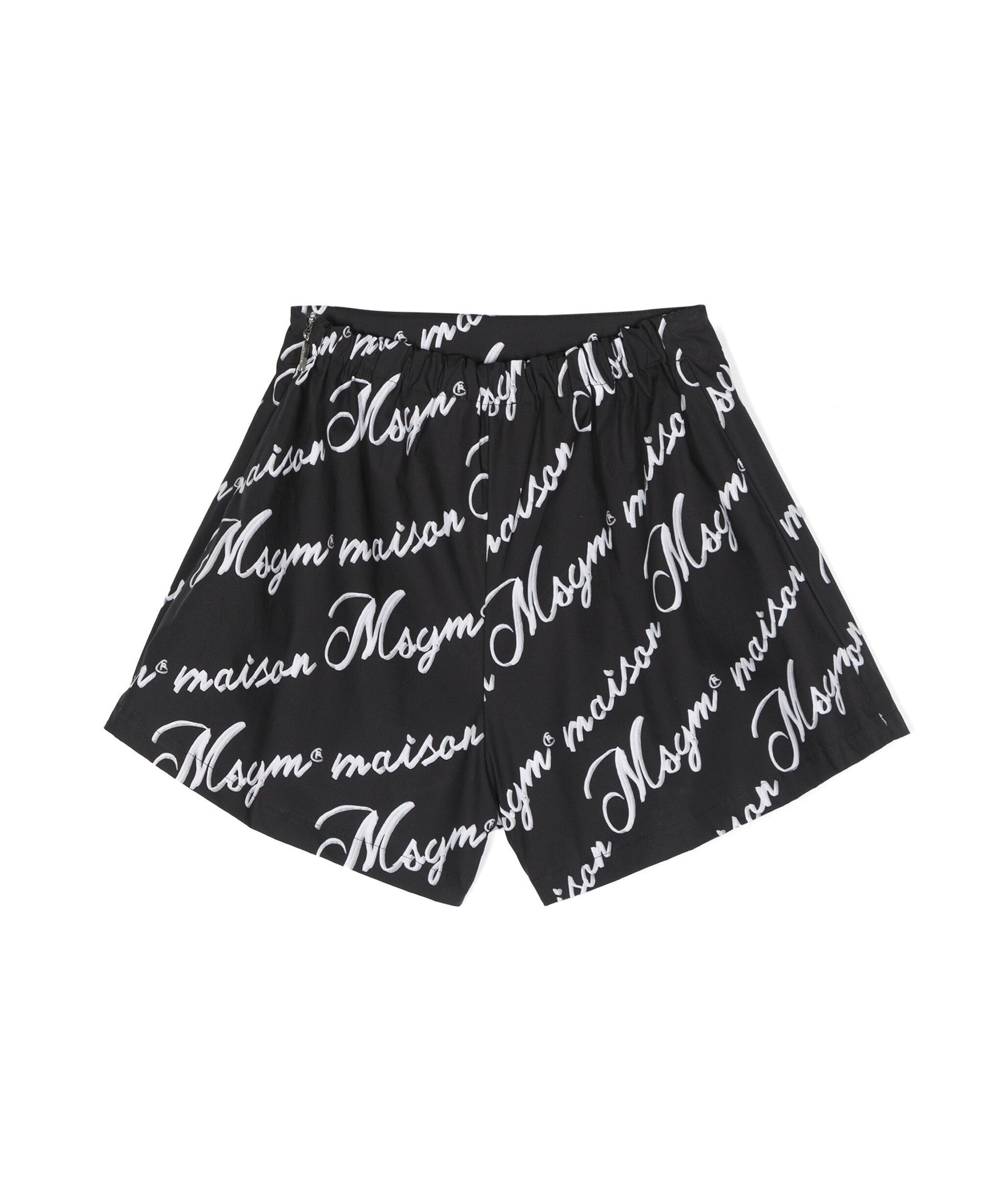 MSGM Kids Bermuda Nero con Stampa Logo All-over Florence Kids 
