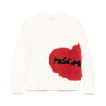 MSGM Kids Maglione Crema con Ricamo Cuore per Bambine