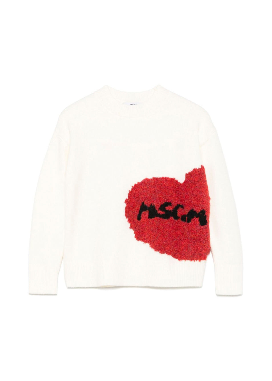 MSGM Kids Maglione Crema con Ricamo Cuore per Bambine