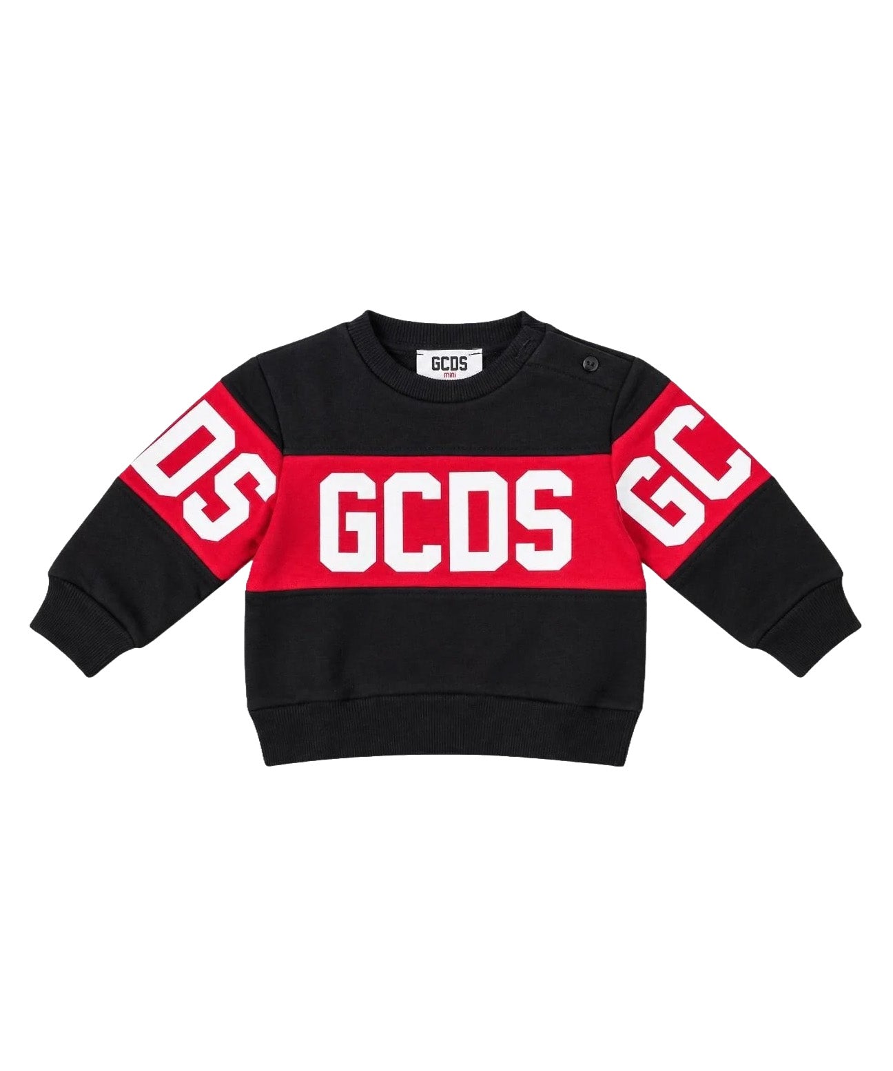 Gcds Kids Felpa Nero con Banda Logata Rosso Unisex